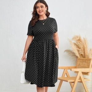 SHEIN Curve Polka Dot Hidden Pocket Dress 2XL